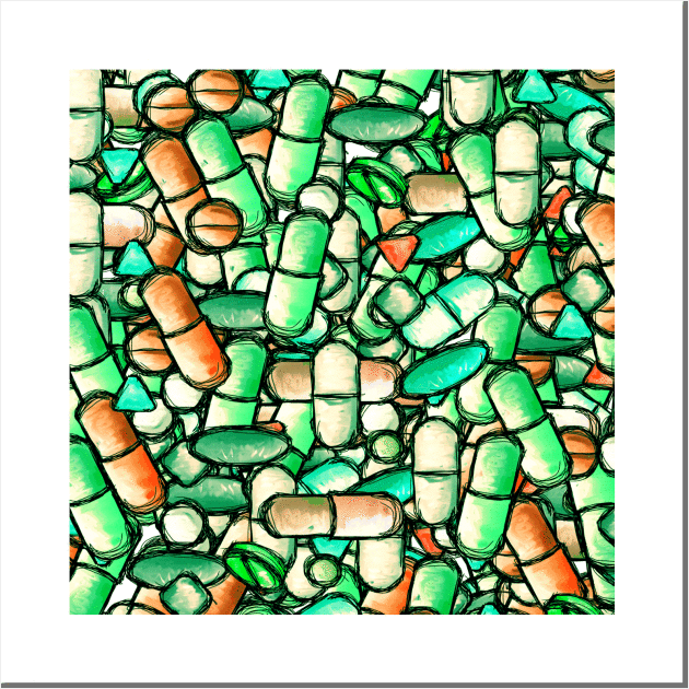 Pharmacy Pill Patterns Wall Art by RxBlockhead